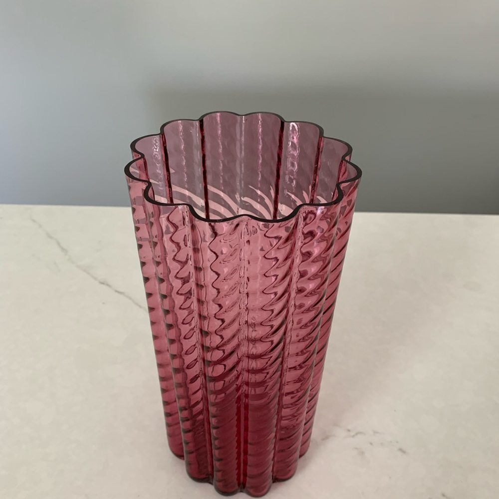 Cranberry glass vase